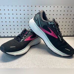 Brooks Ghost 14 Womens 7.5 B Shoe Black Pink Running Walking Sneaker 1203561B013